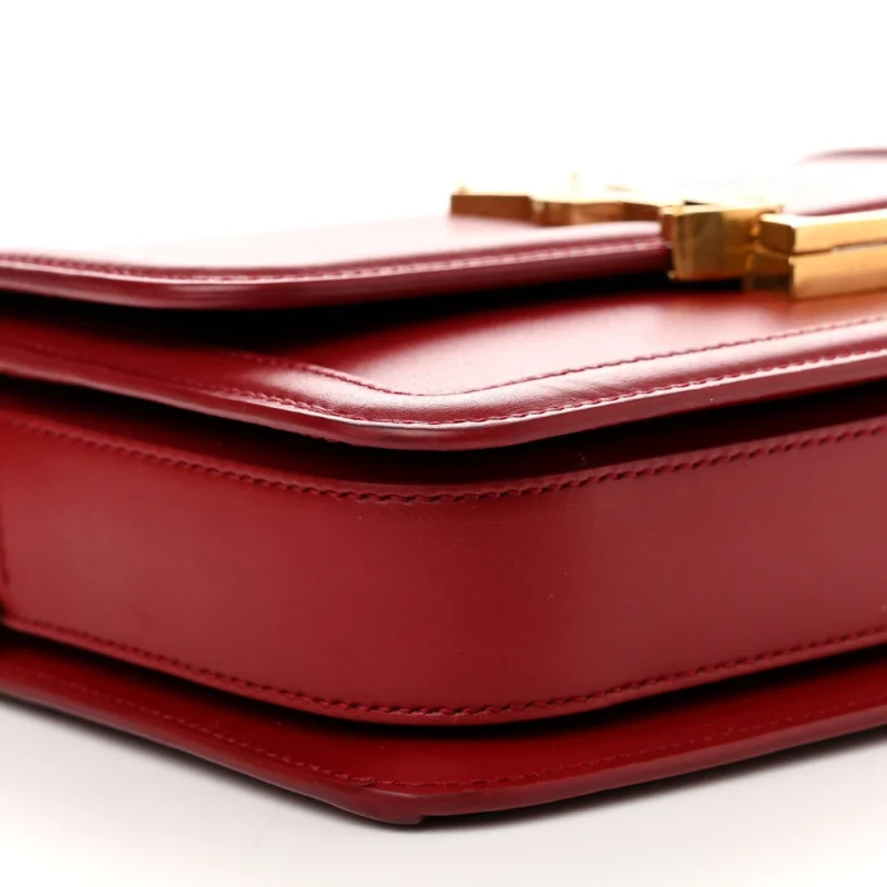 SAINT LAURENT MEDIUM SOLFERINO SATCHEL ROUGE OPYUM MONOGRAM BOX CALFSKIN LEATHER BRASS HARDWARE - Image 4