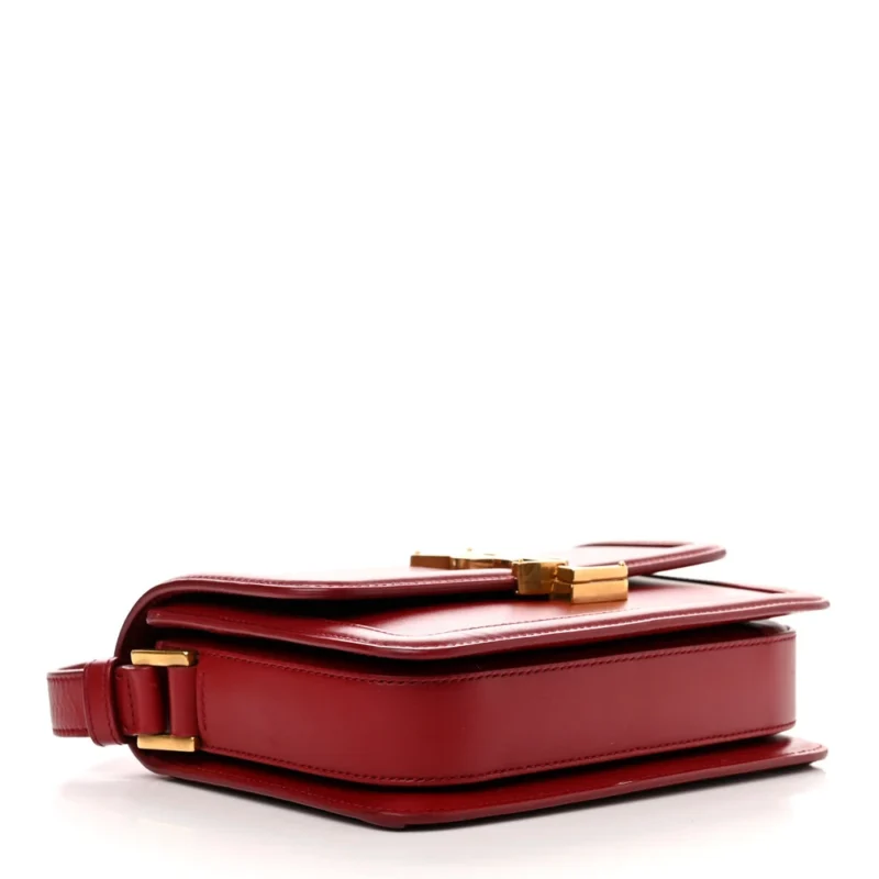 SAINT LAURENT MEDIUM SOLFERINO SATCHEL ROUGE OPYUM MONOGRAM BOX CALFSKIN LEATHER BRASS HARDWARE - Image 6