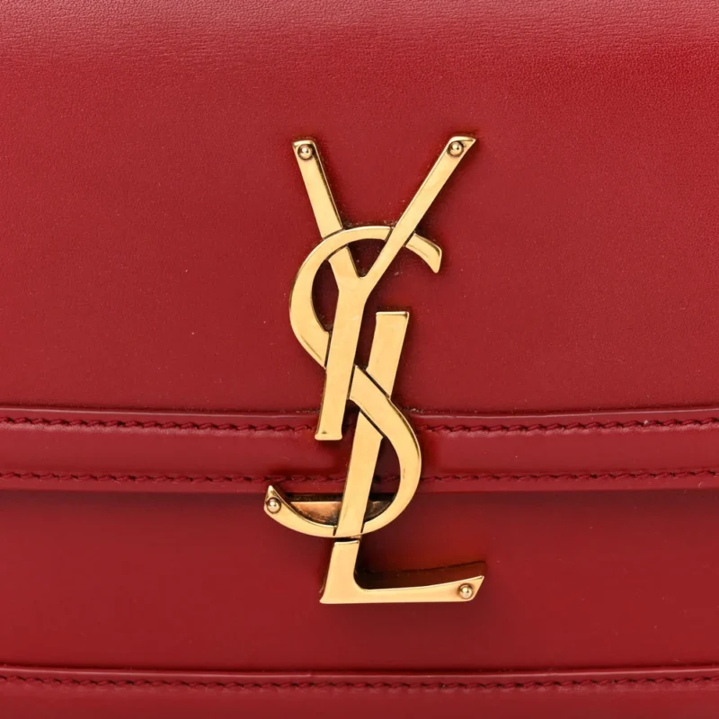 SAINT LAURENT MEDIUM SOLFERINO SATCHEL ROUGE OPYUM MONOGRAM BOX CALFSKIN LEATHER BRASS HARDWARE - Image 8