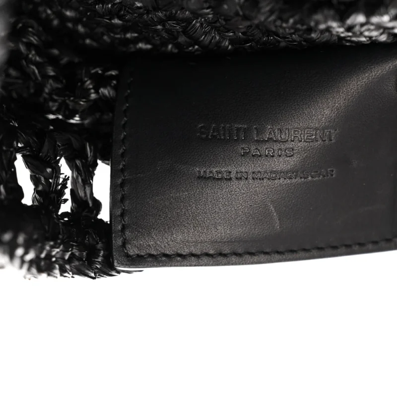 SAINT LAURENT MEDIUM OXALIS SHOULDER BAG BLACK RAFFIA & CALFSKIN LEATHER GOLD HARDWARE - Image 2