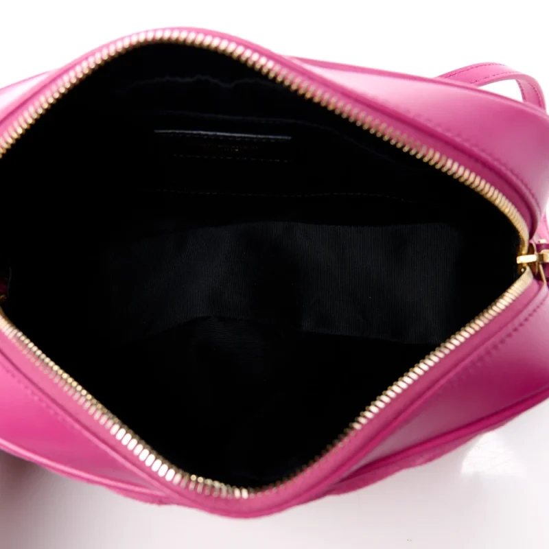 SAINT LAURENT MEDIUM LOU CAMERA BAG ROSE MONOGRAM SUEDE MATELASSE LEATHER AGED GOLD HARDWARE - Image 9