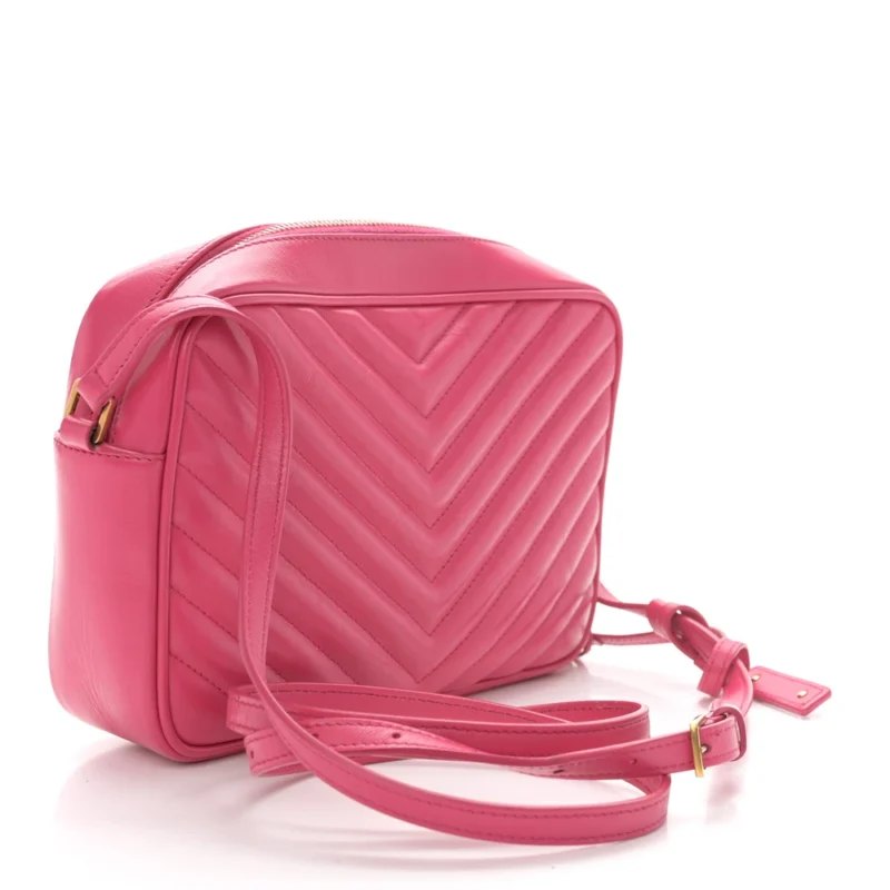 SAINT LAURENT MEDIUM LOU CAMERA BAG FUXIA MONOGRAM CALFSKIN MATELASSE LEATHER AGED GOLD HARDWARE - Image 3