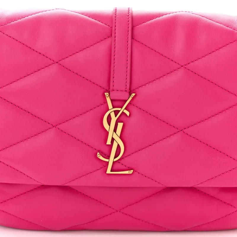 SAINT LAURENT MEDIUM LE 57 SHOULDER BAG LIPSTICK FUCHSIA DIAMOND QUILTED LAMBSKIN LEATHER AGED GOLD HARDWARE - Image 8