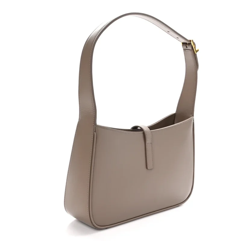 SAINT LAURENT MEDIUM LE 5 ?? 7 HOBO TAUPE SMOOTH CALFSKIN LEATHER AGED GOLD HARDWARE - Image 3