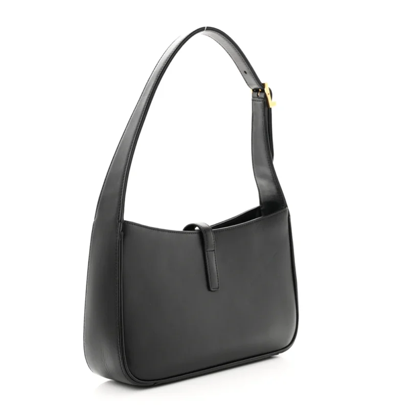 SAINT LAURENT MEDIUM LE 5 ?? 7 HOBO BLACK SMOOTH CALFSKIN LEATHER GOLD HARDWARE - Image 3