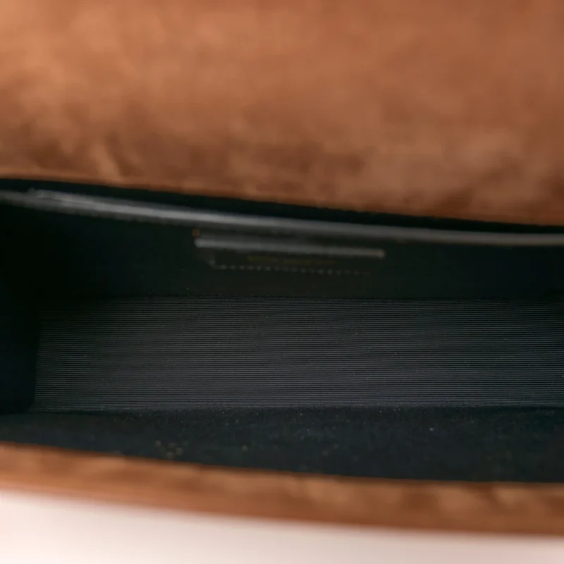SAINT LAURENT MEDIUM KATE SATCHEL MACARON MONOGRAM SUEDE AGED GOLD HARDWARE - Image 7