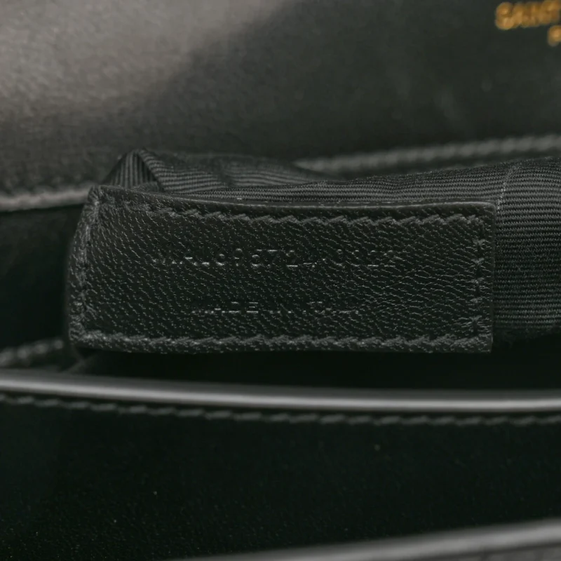 SAINT LAURENT MEDIUM GABY SATCHEL BLACK EMBOSSED CALFSKIN & CROCODILE LEATHER AGED GOLD HARDWARE - Image 10