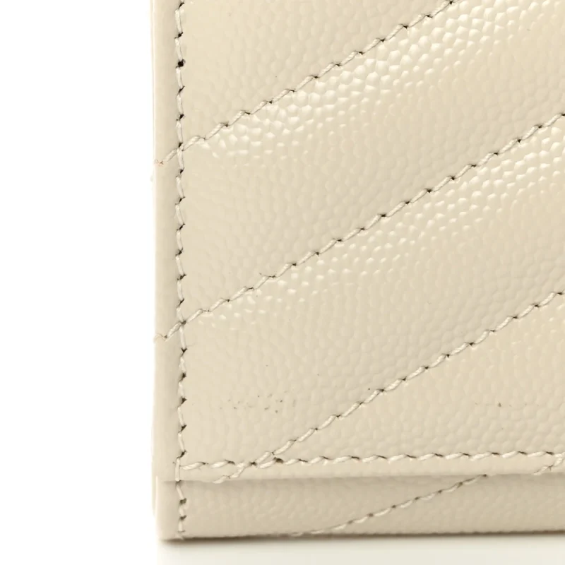 SAINT LAURENT MEDIUM ENVELOPE CLUTCH BLANC VINTAGE CHEVRON MONOGRAM GRAIN DE POUDRE MATELASSE LEATHER GOLD HARDWARE - Image 8