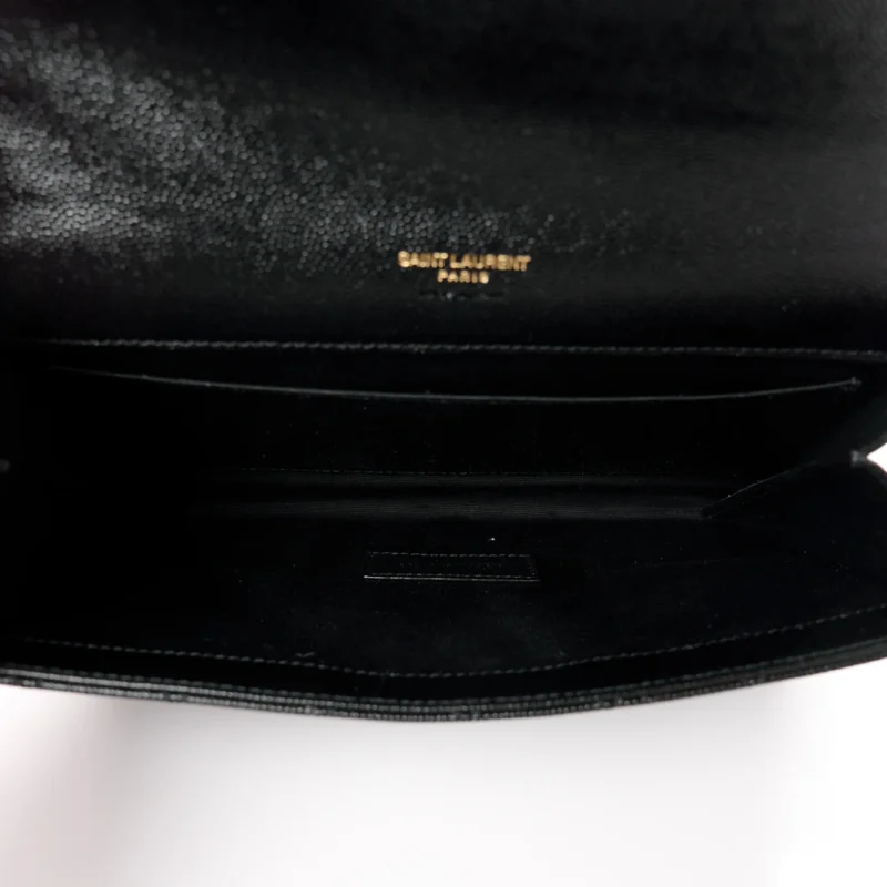 SAINT LAURENT MEDIUM CLUTCH BLACK TRIQUILT MONOGRAM GRAIN DE POUDRE TEXTURED MIXED MATELASSE LEATHER GOLD HARDWARE - Image 7
