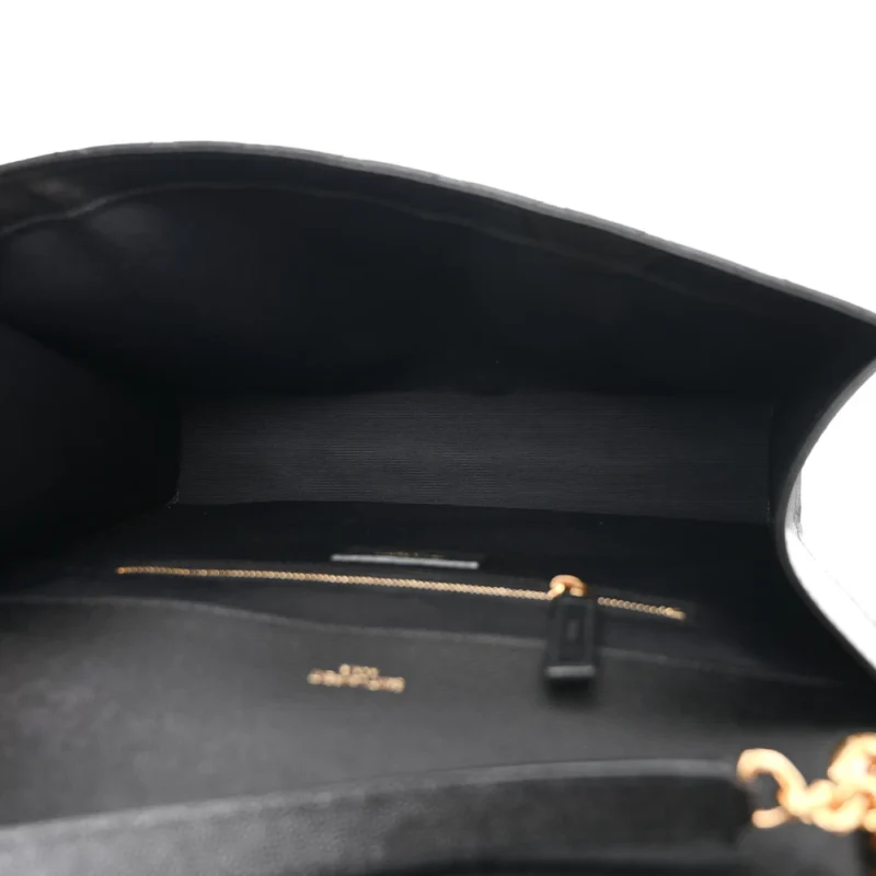 SAINT LAURENT LARGE SATCHEL BLACK TRIQUILT MONOGRAM GRAIN DE POUDRE TEXTURED MIXED MATELASSE LEATHER GOLD HARDWARE - Image 7