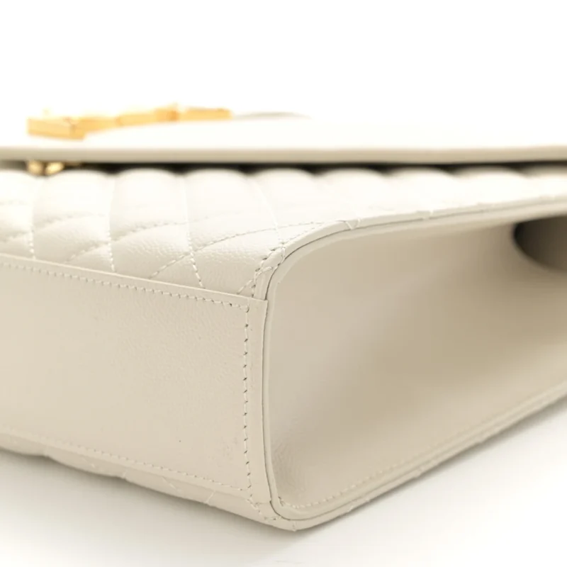 SAINT LAURENT LARGE SATCHEL CREMA SOFT TRIQUILT MONOGRAM GRAIN DE POUDRE TEXTURED MIXED MATELASSE LEATHER SILVER HARDWARE - Image 5