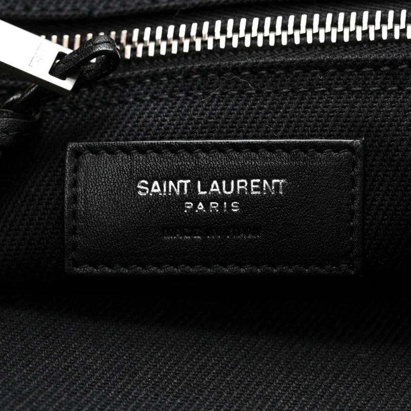 SAINT LAURENT LARGE RIVE GAUCHE TOTE BLACK LINEN & CALFSKIN LEATHER - Image 2
