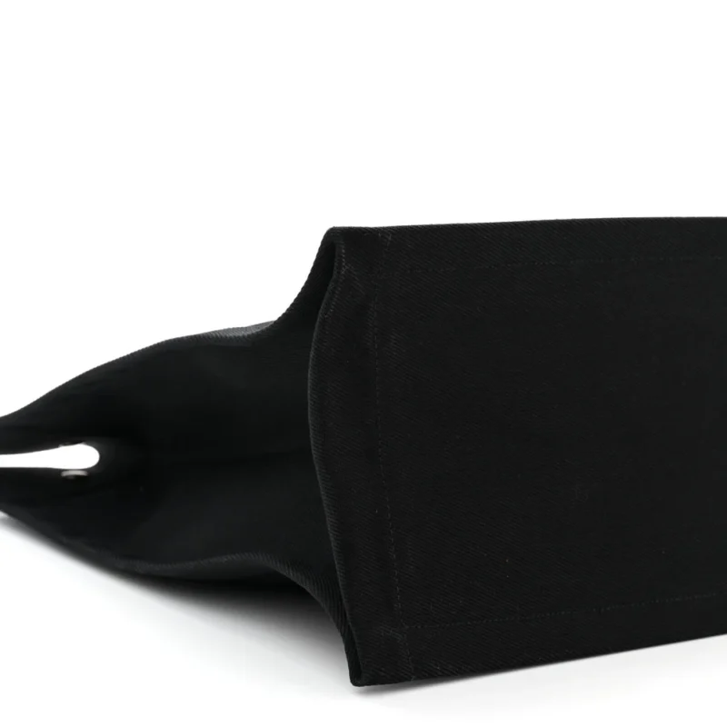 SAINT LAURENT LARGE RIVE GAUCHE TOTE BLACK LINEN & CALFSKIN LEATHER - Image 4