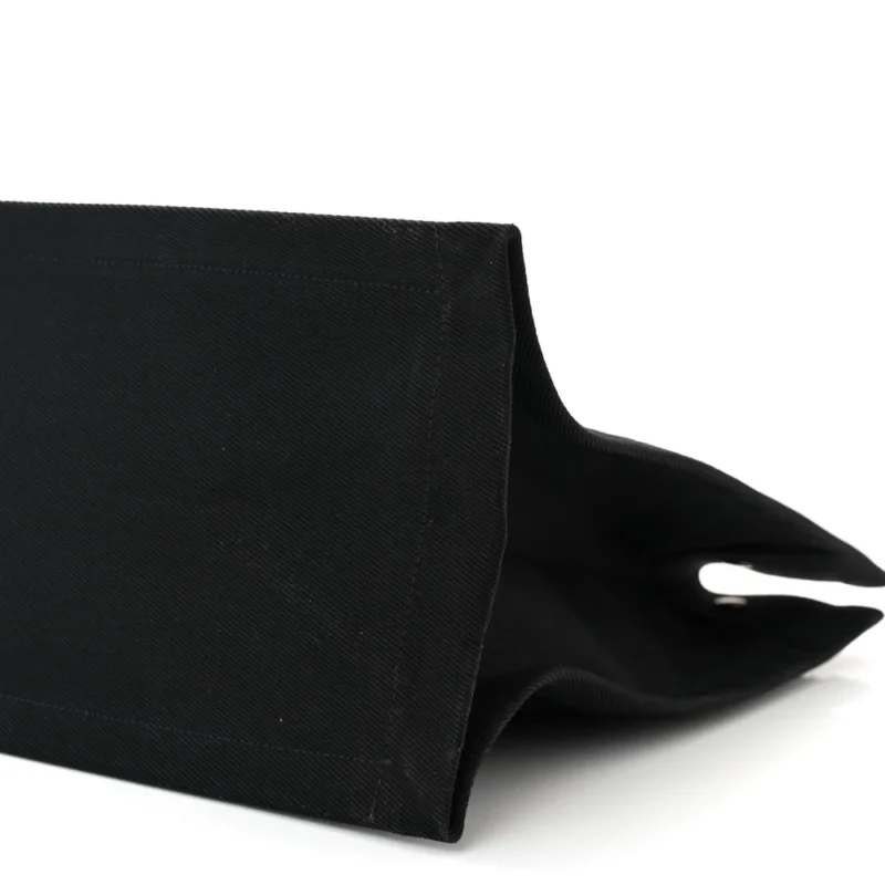 SAINT LAURENT LARGE RIVE GAUCHE TOTE BLACK LINEN & CALFSKIN LEATHER - Image 5