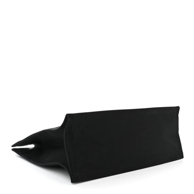 SAINT LAURENT LARGE RIVE GAUCHE TOTE BLACK LINEN & CALFSKIN LEATHER - Image 6