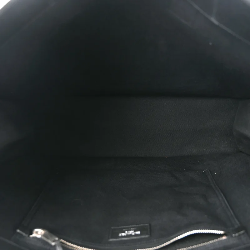 SAINT LAURENT LARGE RIVE GAUCHE TOTE BLACK LINEN & CALFSKIN LEATHER - Image 7