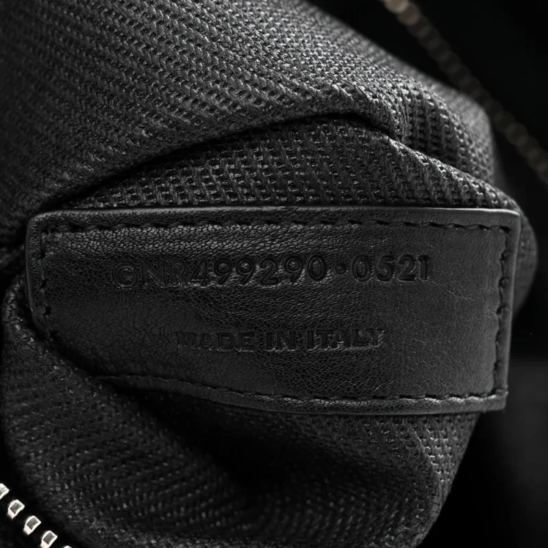 SAINT LAURENT LARGE RIVE GAUCHE TOTE BLACK LINEN & CALFSKIN LEATHER - Image 9