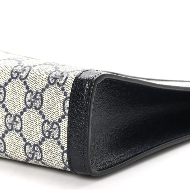 GUCCI SMALL WEB OPHIDIA POUCH BEIGE/BLUE GG SUPREME MONOGRAM CANVAS GOLD HARDWARE - Image 4
