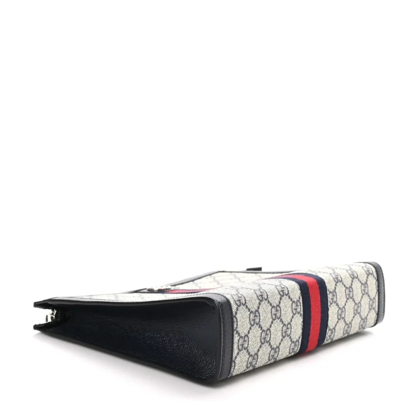 GUCCI SMALL WEB OPHIDIA POUCH BEIGE/BLUE GG SUPREME MONOGRAM CANVAS GOLD HARDWARE - Image 6