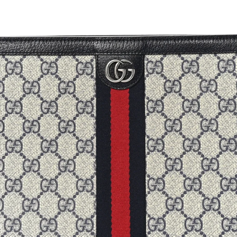GUCCI SMALL WEB OPHIDIA POUCH BEIGE/BLUE GG SUPREME MONOGRAM CANVAS GOLD HARDWARE - Image 8