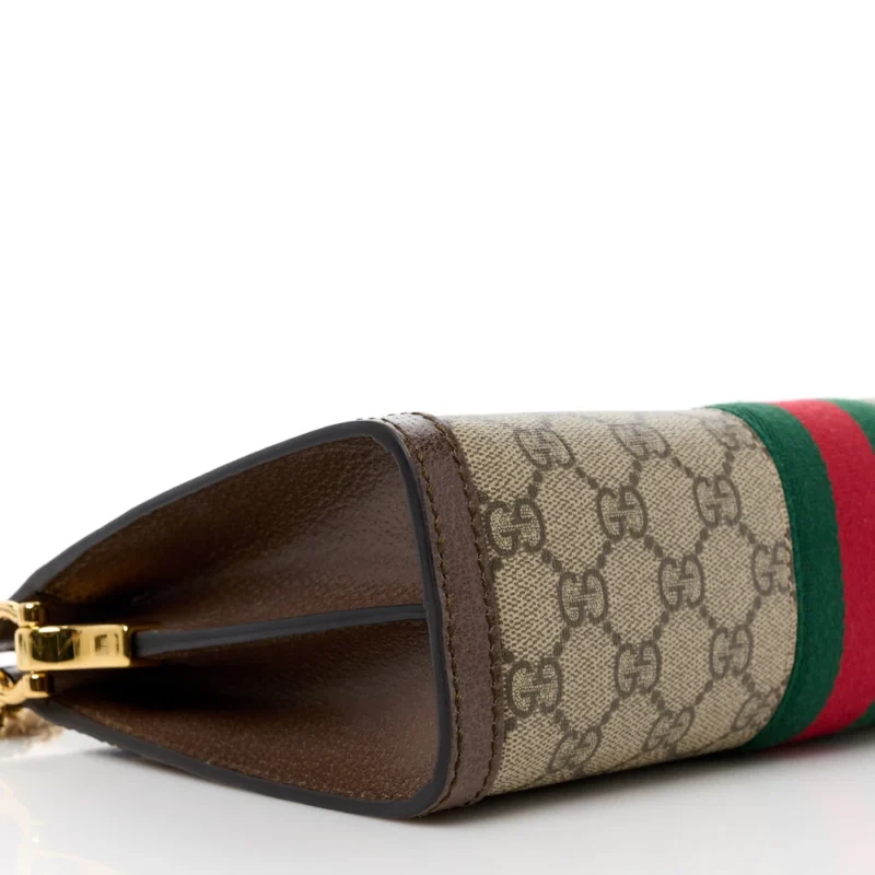 GUCCI SMALL WEB OPHIDIA CHAIN SHOULDER BAG BEIGE/BROWN GG SUPREME MONOGRAM CANVAS GOLD HARDWARE - Image 4