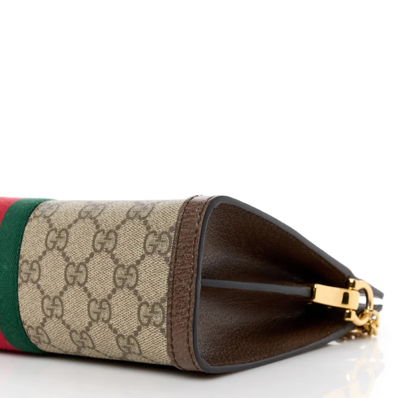 GUCCI SMALL WEB OPHIDIA CHAIN SHOULDER BAG BEIGE/BROWN GG SUPREME MONOGRAM CANVAS GOLD HARDWARE - Image 5