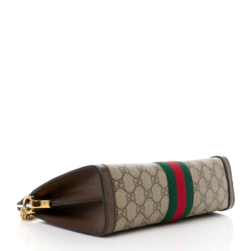 GUCCI SMALL WEB OPHIDIA CHAIN SHOULDER BAG BEIGE/BROWN GG SUPREME MONOGRAM CANVAS GOLD HARDWARE - Image 6