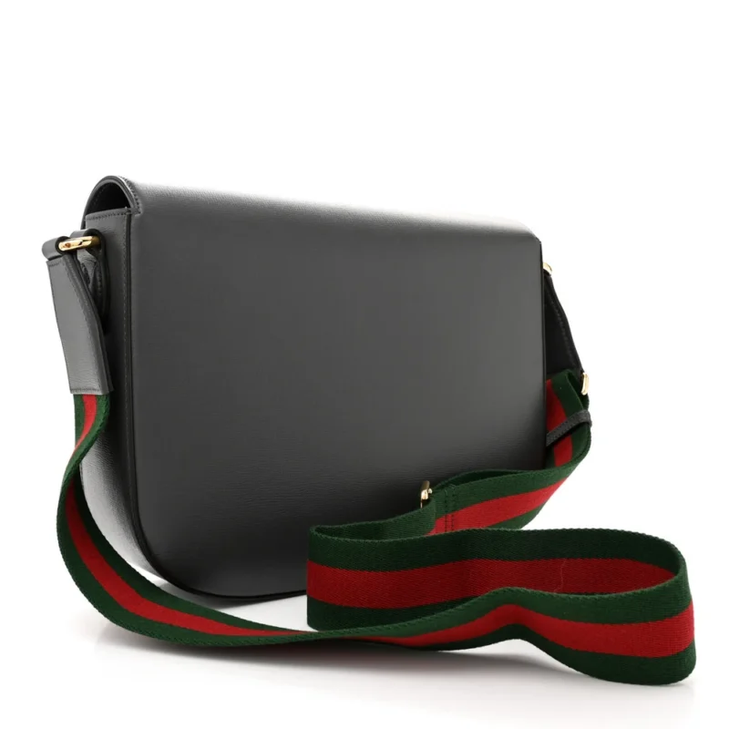 GUCCI SMALL WEB HORSEBIT 1955 SHOULDER BAG GRAPHITE GREY AZALEA CALFSKIN LEATHER GOLD HARDWARE - Image 3