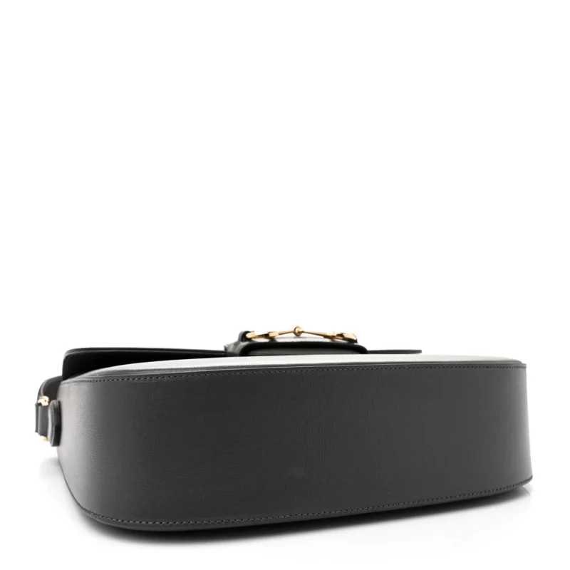 GUCCI SMALL WEB HORSEBIT 1955 SHOULDER BAG GRAPHITE GREY AZALEA CALFSKIN LEATHER GOLD HARDWARE - Image 6