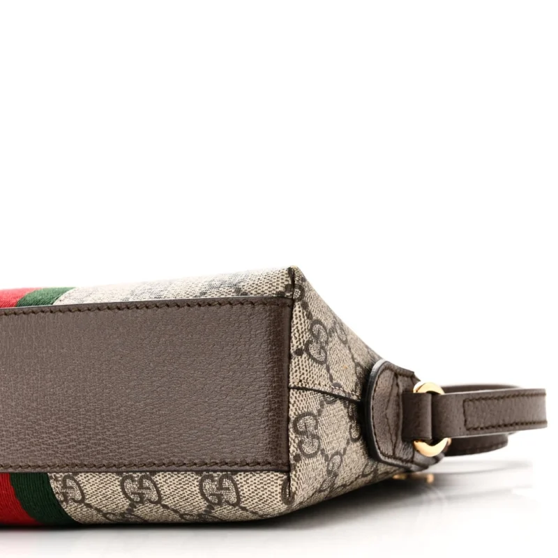GUCCI SMALL OPHIDIA DOME SHOULDER BAG BEIGE / EBONY / NEW ACERO GG SUPREME MONOGRAM CANVAS & TEXTURED DOLLAR CALFSKIN LEATHER GOLD - Image 4