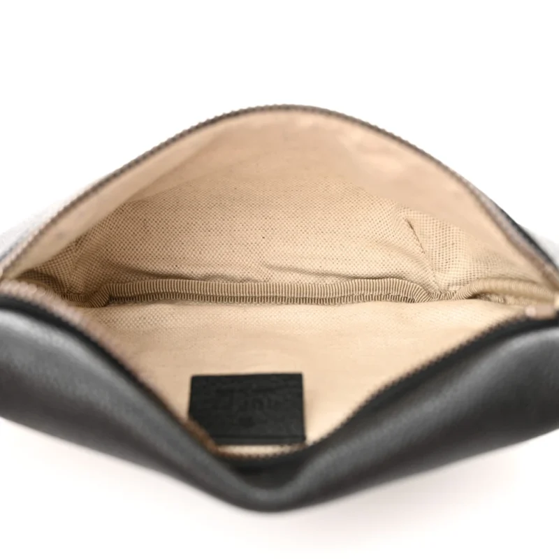 GUCCI SMALL LOGO BELT BAG BLACK GRAINED CALFSKIN LEATHER AGED GOLD HARDWARE - Image 7