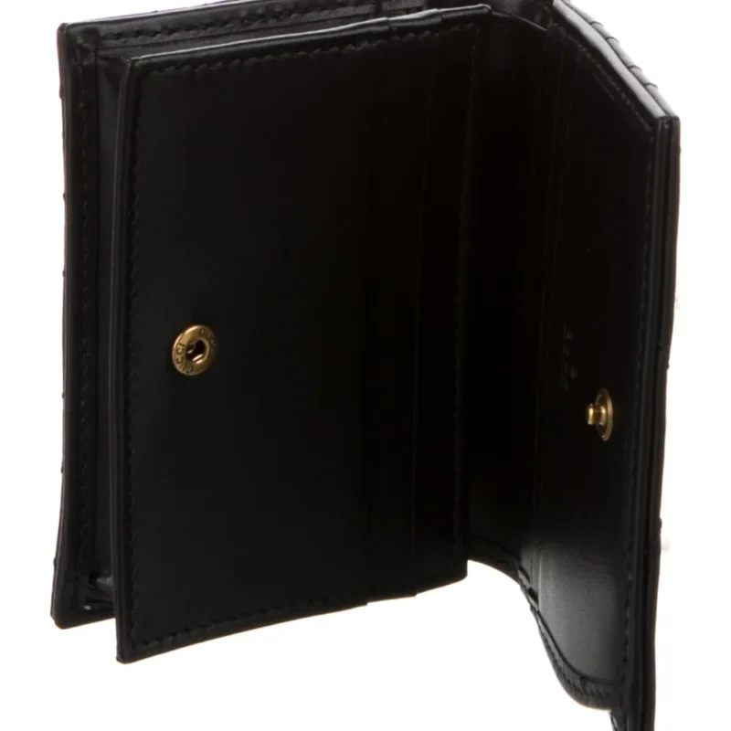 GUCCI SMALL MARMONT LOGO COMPACT WALLET BLACK GG CANVAS GOLD HARDWARE - Image 3
