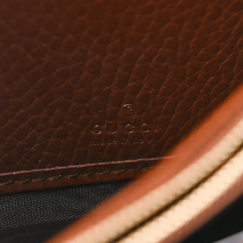 GUCCI SMALL JACKIE 1961 CHAIN WALLET BLUE TEA CALFSKIN LEATHER & GG MONOGRAM NEW DENIM GOLD HARDWARE - Image 2