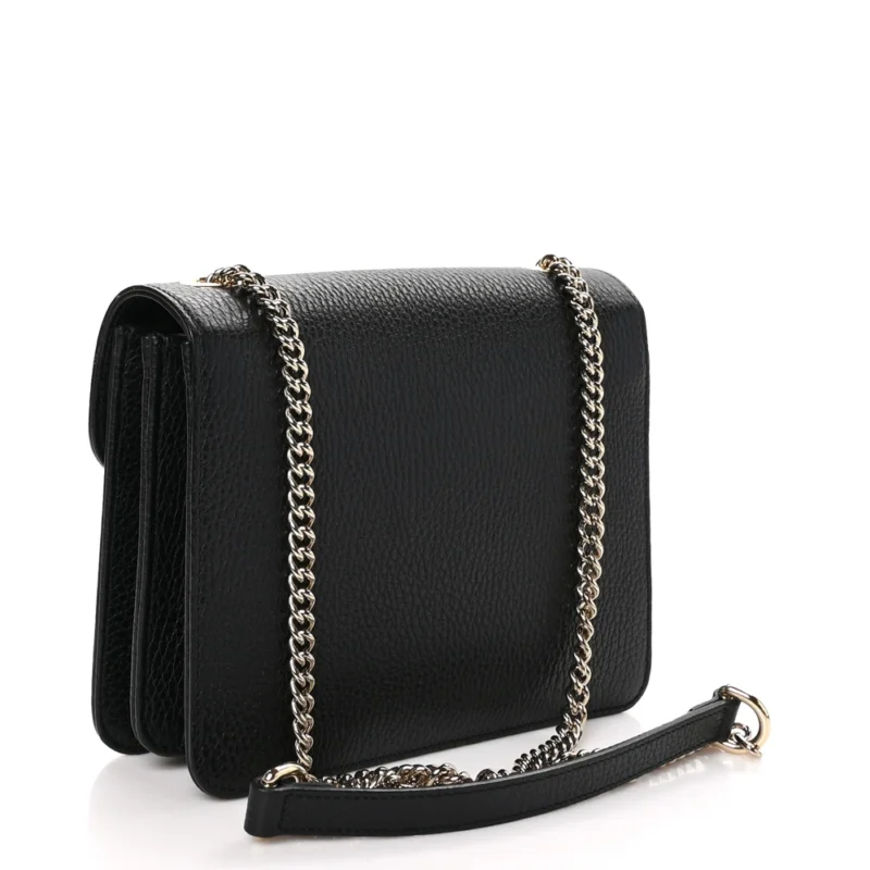 GUCCI SMALL INTERLOCKING G SHOULDER BAG BLACK DOLLAR CALFSKIN LEATHER GOLD HARDWARE - Image 3