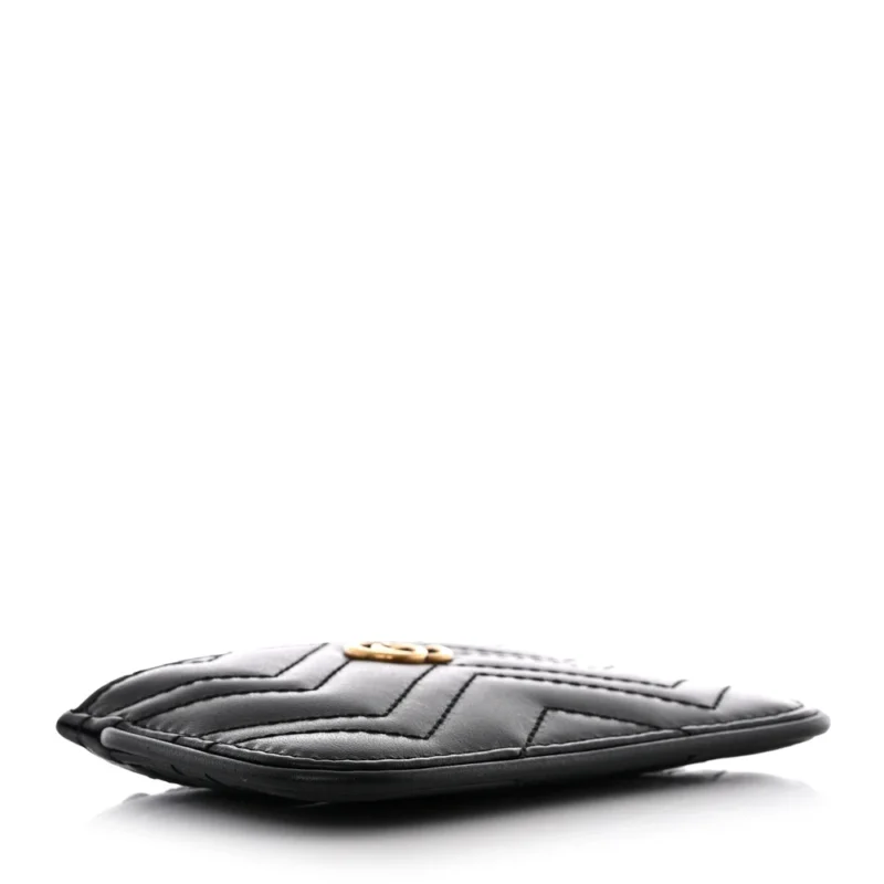 GUCCI SMALL GG MARMONT KEY CASE BLACK CALFSKIN MATELASS?? LEATHER GOLD HARDWARE - Image 4