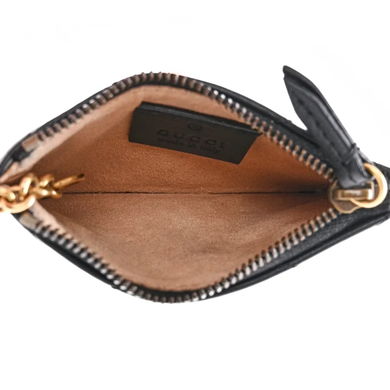 GUCCI SMALL GG MARMONT KEY CASE BLACK CALFSKIN MATELASS?? LEATHER GOLD HARDWARE - Image 5