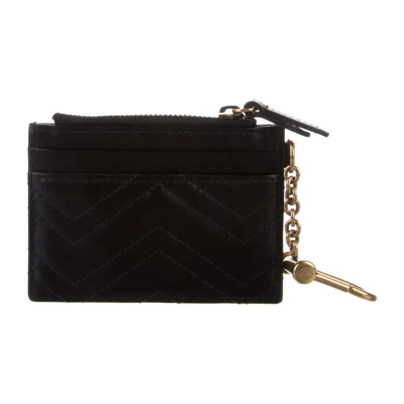 GUCCI SMALL GG MARMONT KEY CASE BLACK CALFSKIN MATELASS?? LEATHER GOLD HARDWARE - Image 2