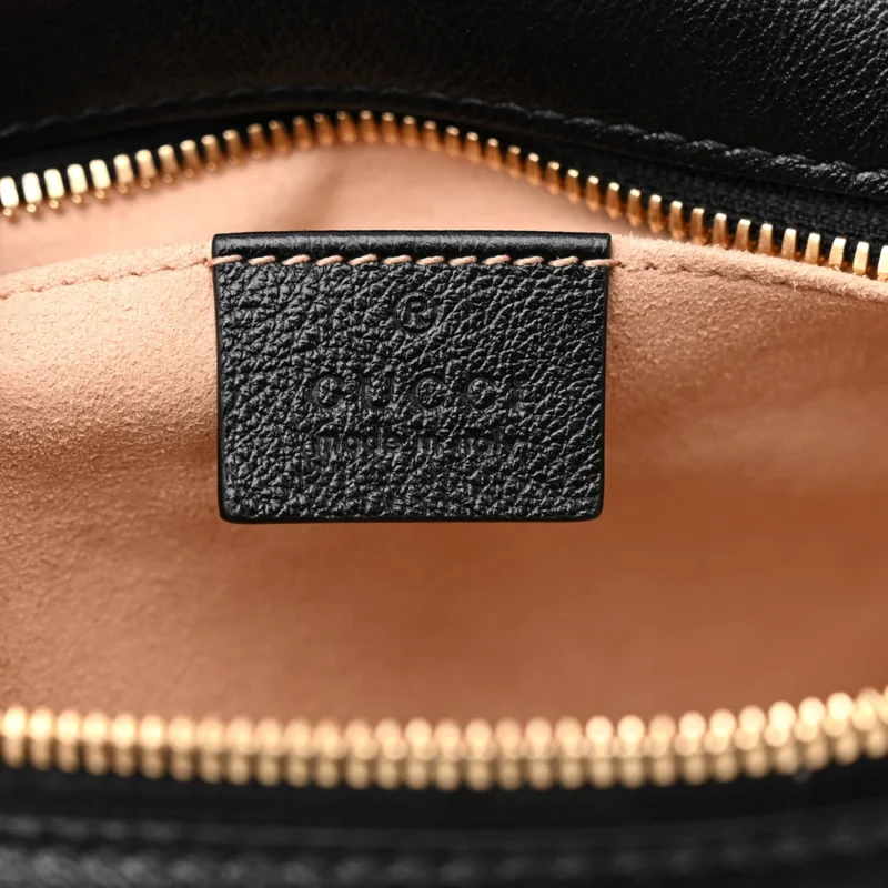 GUCCI SMALL DIAGONAL GG MARMONT CHAIN SHOULDER BAG BEIGE/BLACK GG MONOGRAM CANVAS & MATELASS?? LEATHER GOLD HARDWARE - Image 2