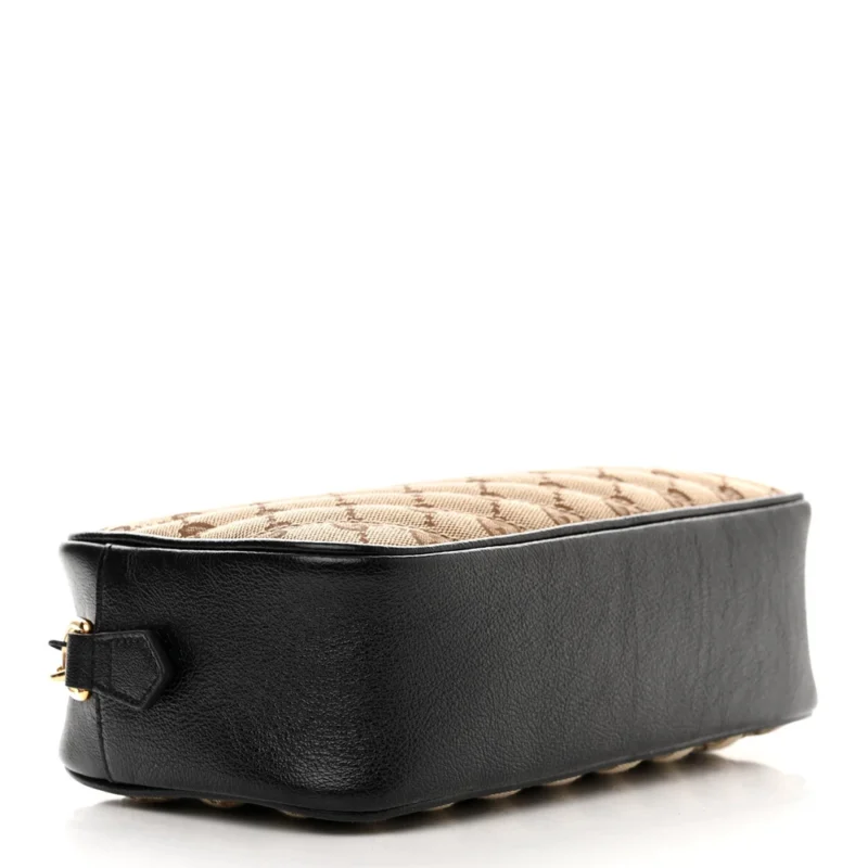 GUCCI SMALL DIAGONAL GG MARMONT CHAIN SHOULDER BAG BEIGE/BLACK GG MONOGRAM CANVAS & MATELASS?? LEATHER GOLD HARDWARE - Image 6