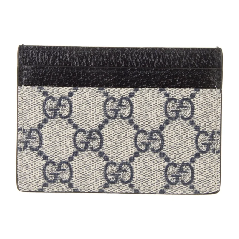 GUCCI SMALL CARD HOLDER BLUE GG MONOGRAM CANVAS SILVER HARDWARE - Image 2