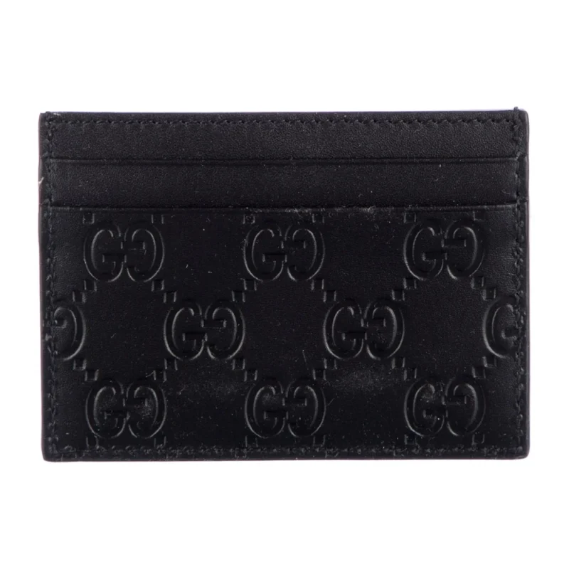 GUCCI SMALL CARD HOLDER BLACK GG SIGNATURE LEATHER