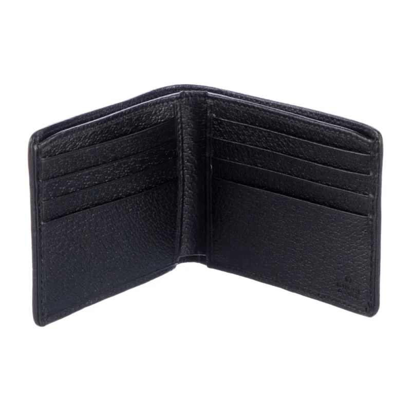GUCCI SMALL BIFOLD WALLET BLACK CALFSKIN PRINTED LEATHER - Image 3