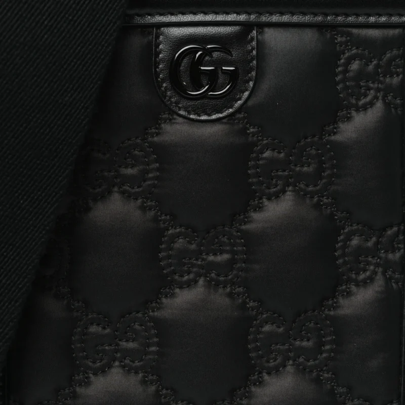 GUCCI MINI TOP SLIP HANDLE CROSSBODY BAG BLACK NYLON & GG ENAMEL CALFSKIN MATELASS?? LEATHER BLACK HARDWARE - Image 2