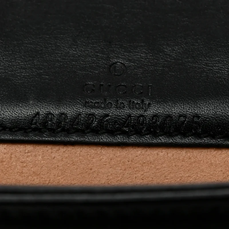 GUCCI MINI GG MARMONT BAG BLACK CALFSKIN MATELASS?? LEATHER AGED GOLD HARDWARE - Image 2