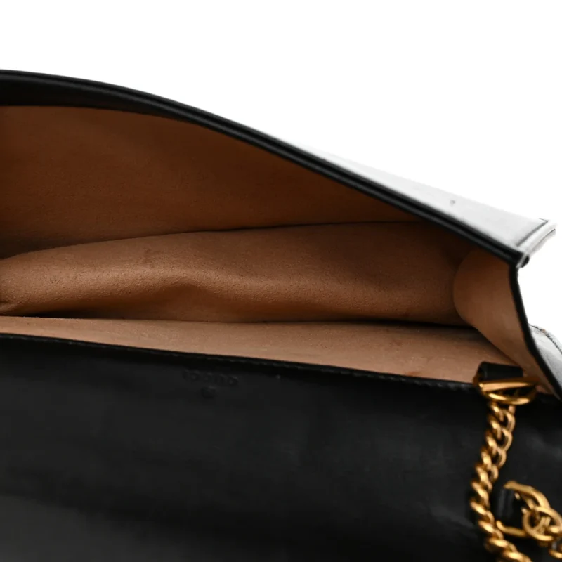 GUCCI MINI GG MARMONT BAG BLACK CALFSKIN MATELASS?? LEATHER AGED GOLD HARDWARE - Image 7