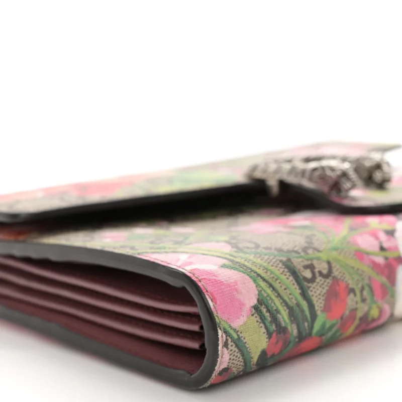 GUCCI MINI DIONYSUS CHAIN WALLET BEIGE MULTICOLOR BLOOMS GG SUPREME MONOGRAM CANVAS - Image 5