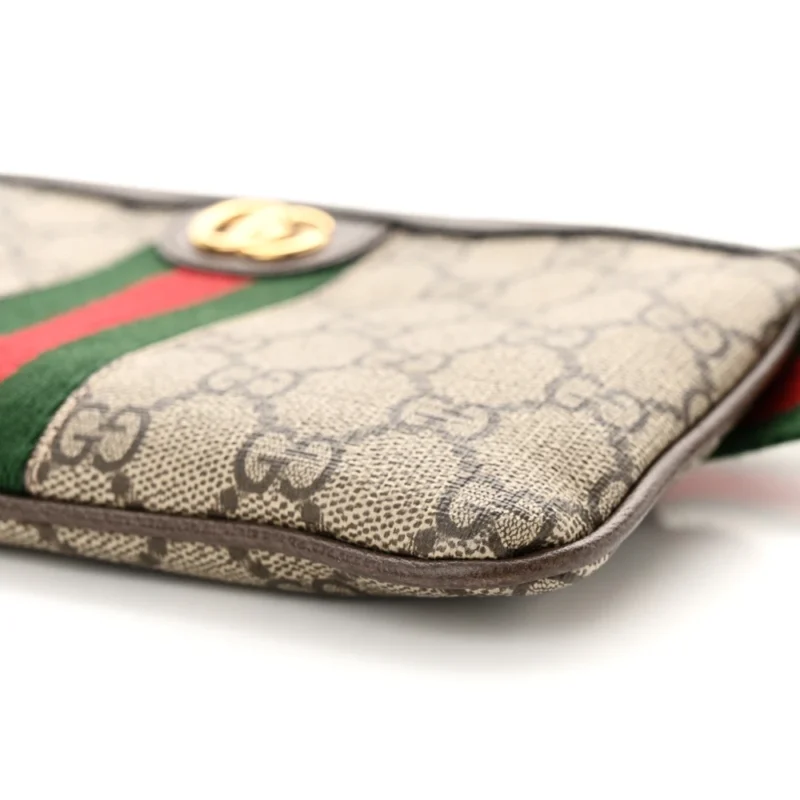 GUCCI MEDIUM WEB OPHIDIA UTILITY BELT BAG BEIGE / EBONY / NEW ACERO GG SUPREME MONOGRAM CANVAS & CALFSKIN LEATHER GOLD HARDWARE - Image 4