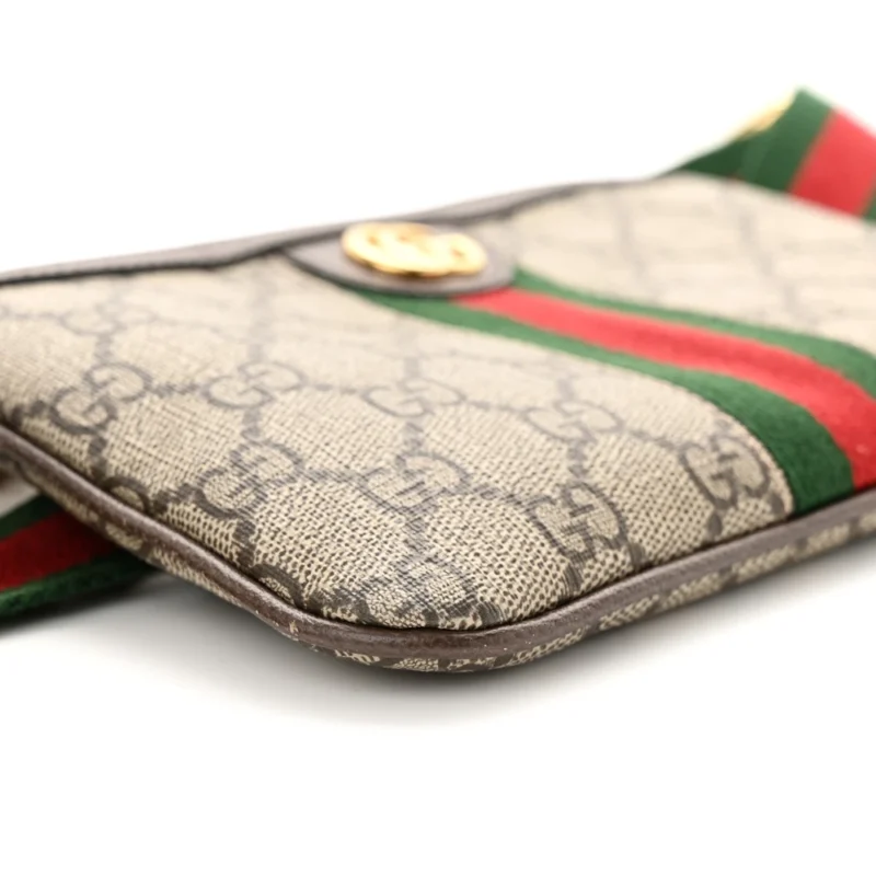 GUCCI MEDIUM WEB OPHIDIA UTILITY BELT BAG BEIGE / EBONY / NEW ACERO GG SUPREME MONOGRAM CANVAS & CALFSKIN LEATHER GOLD HARDWARE - Image 5