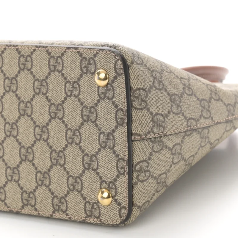 GUCCI MEDIUM ZIP TOP TOTE BEIGE GG SUPREME MONOGRAM CANVAS GOLD HARDWARE - Image 5