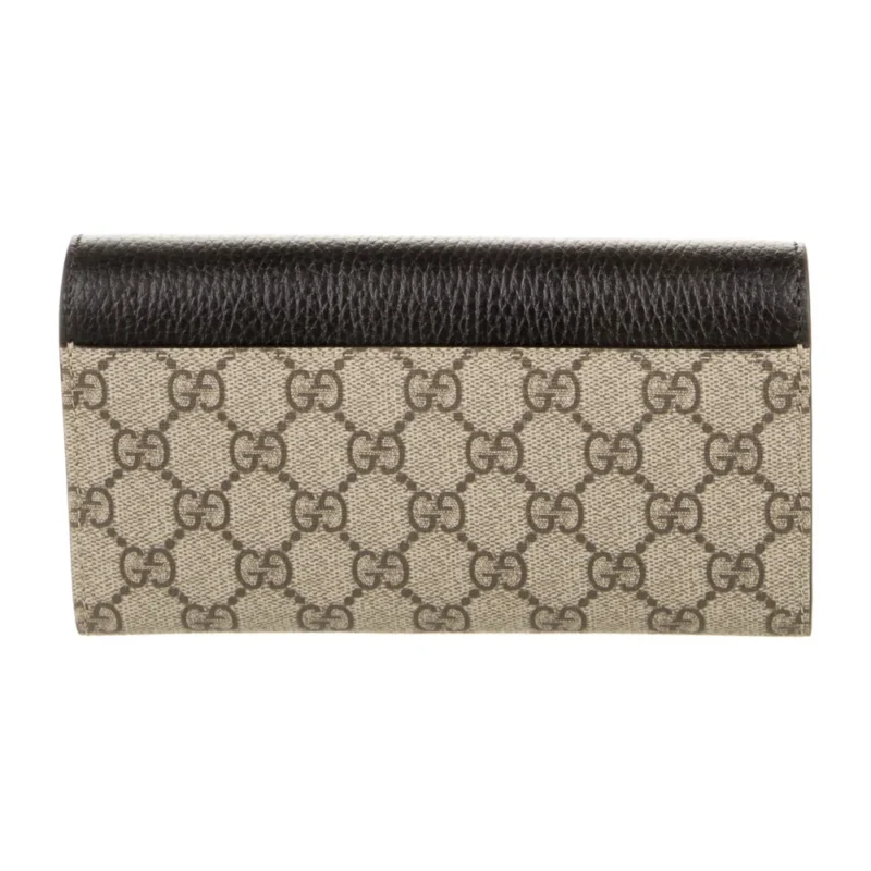 GUCCI MEDIUM PRINTED CONTINENTAL WALLET BLACK AND BROWN MATELASS?? CHEVRON LEATHER GOLD HARDWARE - Image 2